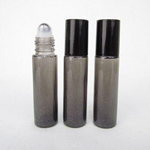 Set of 3 Granite Gray Color 10ml Roll on Bottle with Stainless Steel Ball for Essential Oil Products by Rivertree Life