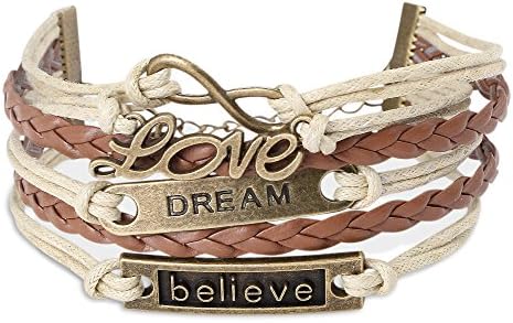 Perdy Jewelry Love, Infinity Wrap Bracelet Motivational - Adjustable Fashion Bracelet for Women Infinity, Love, Dream, Believe - Music, Infinity, Love