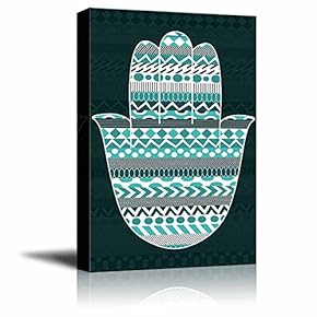 Teal Silouhette zentangled Hamsa on a Dark Teal Zentangle Background