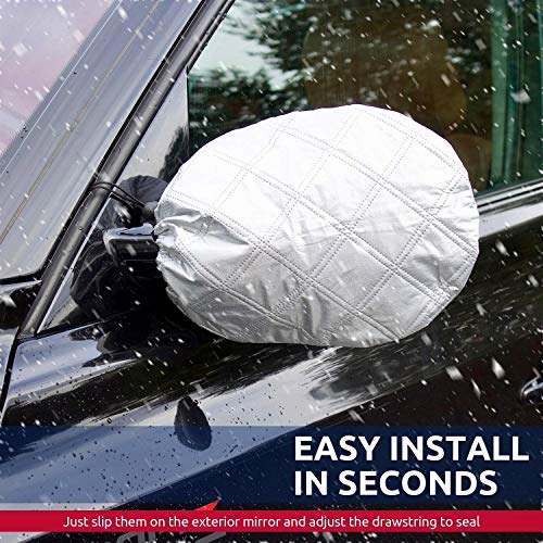 Autoamerics Car Side View Mirror Snow And Ice Cover - Set Of 2 - Winter Auto Accessories - Fit Most Universal Cars SUV Van Truck - Best Vehicle Mirrors Guard From Frost, Dirt, Dust, Rain and Bird Poop - Thumbnail 7