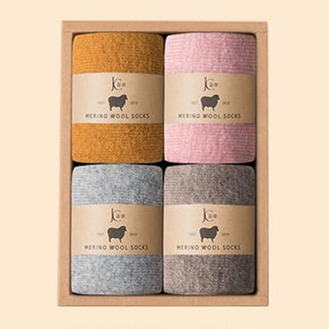 Amazon Co Jp ソリッドカラーのウールの靴下の女性の冬の厚手コットンソックス4ペアプラスベルベット秋と冬暖かいカシミアソックス 混合色の スーツ Qddsp Color C ホーム キッチン