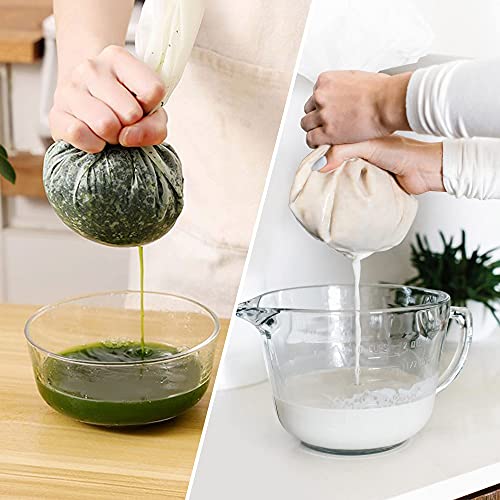 LotFancy Nut Milk Bags, 2 Pack, 100 Micron, 12” x 12” Reusable Mesh Strainer Bag, Food Grade, BPA-Free Fine Nylon Mesh Filter for Almond Milk, Yogurt, Juices, Cold Brew Coffee