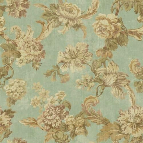 Have one to sell? Sell now Wallpaper Designer Tan Gold Brown Yellow Green Large Floral Scroll on Sage Green