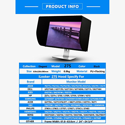 iLooker27S 27inch UltrSlim Frame LCD LED Video Monitor Hood Sunshade