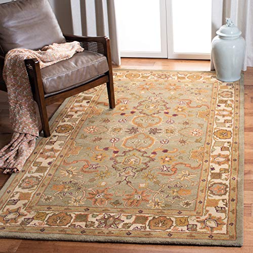 SAFAVIEH Heritage Collection Area Rug - 6' x 9', Light Green & Beige, Handmade…