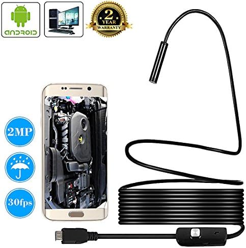 Mini USB Endoscope HD Waterproof Snake Camera 2.0 Megapixels Digital Inspection 2 in 1 Handheld Borescope Micro 6 Adjustable LED Light for Android Phone, Windows 3.5 Meter