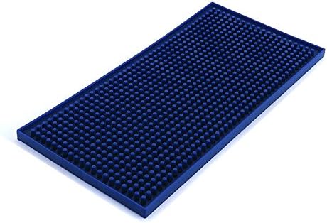 KTV Bar Pad PVC Long Dish Dying Mat Milk Tea,Water Insulation,Rectangular Drain Cup Drainer Mat Blue 5.9" x 11.7"