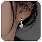 Boho White Tiny Daisy Hoop Earrings Gold Yellow Enamel Small Flower Huggie Hoop Earrings Dainty Floral Drop Dangle Simple Cute Sunflower Delicate Minimalist Trendy Jewelry for Women