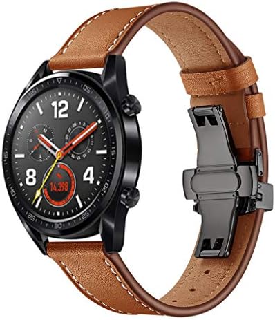 Black Butterfly Buckle Replacement Leather Watch Bands, Quick Release Watch Strap for Huawei GT Watch 22mm