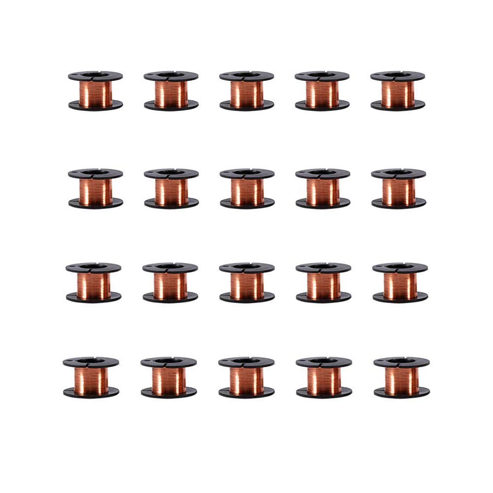 Copper Enameled Wire 0.1mm 20 Rolls/10 Rolls/ 5 Rolls Magnet Winding Repair Wire 15m for Connecting or Soldering Purpose (20 Rolls)