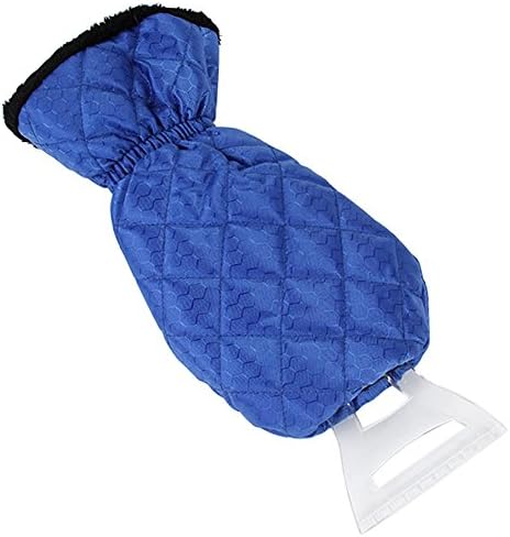 Ice Scraper Mitt For Car Windshield Snow Scrapers with Glove Lined of Thick Fleece (Blue)