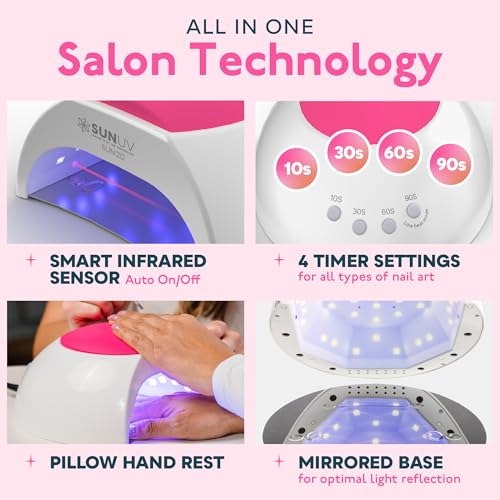 SUNUV Professional UV LED Nail Lamp for Gel and Semi-Permanent, Automatic Start Sensor, 4 Timers 10s/30s/60s/90s