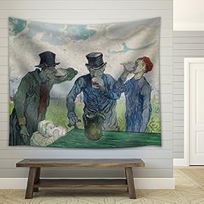 "The Drinkers by Vincent Van Gogh - Fabric Tapestry, Home Decor - 51x60 inches
