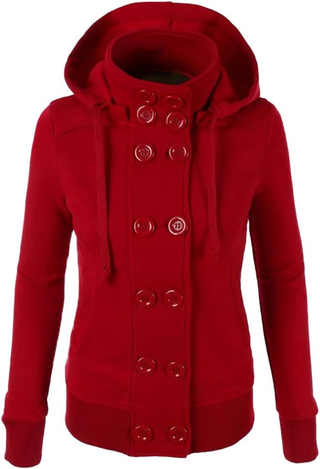 Women's Coat Overcoat Jacket Outerwear Parka Casual Warm Winter Double-Breasted Hooded Long Slim
