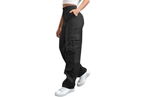 MaMiDay Baggy Cargo Pants for Women High Waisted Open Leg Pants Hiking Streetwear Fashion Outfits with Multiple Pockets
