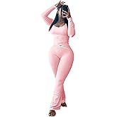 HBQ 2 Piece Sets For Women Casual Contrast Binding Crop Top and Flare Pants Lounge Sets Tracksuit,Pink Solid,Medium