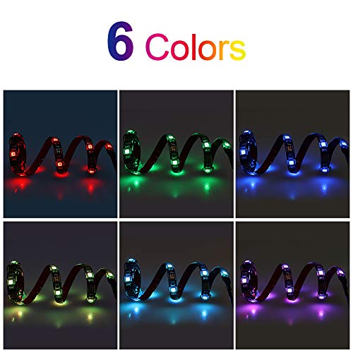 Led Strip Lights Battery Powered, RGB led Strip with RF Remote, Waterproof, 4 AA Batteries, Underglow Light for Longboard, Skateboards and Scooter, Bicycle, TV (1x 3.28ft) (5050 RGB, 1x 3.28ft)