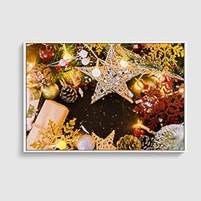 Framed Canvas Home Artwork Decoration Merry Christmas Canvas Wall Art for Living Room, Bedroom - 16x24 inches