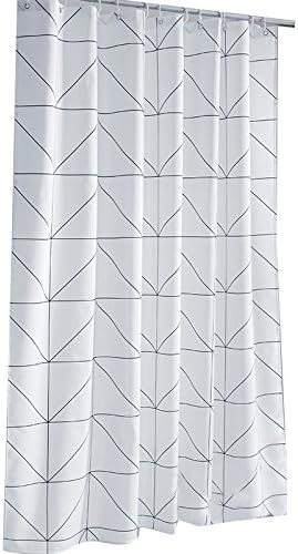 Ufaitheart 54 by 72-Inch Stall Shower Curtain Geometric, Waterproof Bathroom Shower Curtain Fabric Curtains Heavy Duty, Black&White