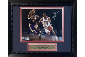 POWERS COLLECTIBLES Allen Iverson Autographed Philadelphia Signed Basketball 8x10 Framed Photo vs. Kobe Bryant Beckett COA