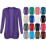 Fashion Wardrobe Womens Drop Pocket Boyfriend Open Cardigan Plus Size