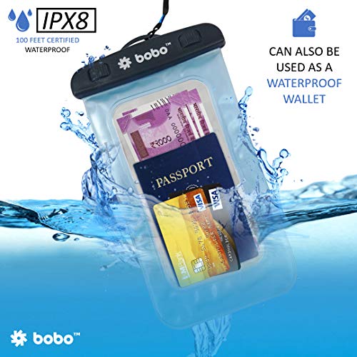 BOBO Universal Waterproof Pouch Cellphone Dry Bag Case for iPhone Xs Max XR XS X 8 7 6S 6 Plus, Samsung Galaxy S9 S8 + N