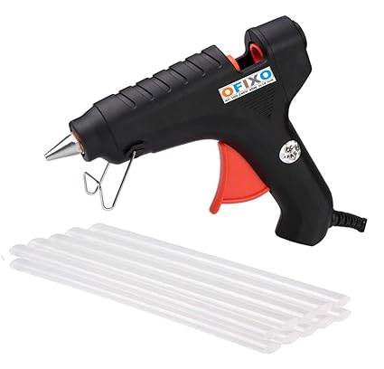 OFIXO 40W with 10 Glue Sticks Hot Melt Glue Gun Black Color for Art and Crafts Wood, Box Standard Temperature Corded Glue Gun