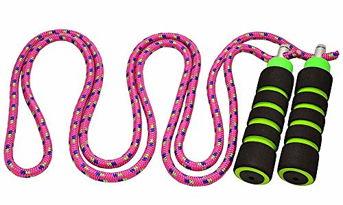 Anna's Rainbow Rope Kids Jump Rope Durable Child Friendly Skipping Rope - Exercise Toy for Playground with Lightweight Foam Handles and Vibrant Colors - 8ft Pink