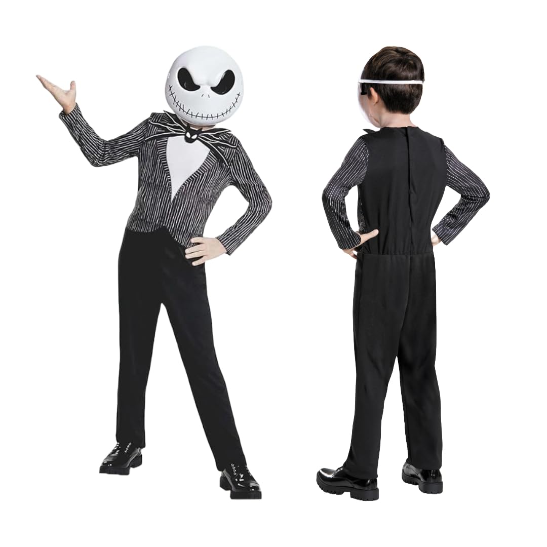 Disney Official Classic Nightmare Before Christmas Jack Skellington Costume Kids with Mask, Suit Fancy Dress Halloween Costumes for Kids Size M