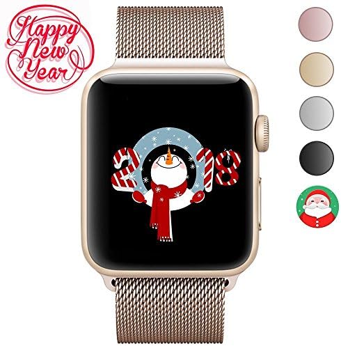 Apple Watch Band 38mm, AGUARA Mesh Loop Stainless Steel Strap with Magnetic Closure Replacement iWatch Band for Apple Watch Series 3 Series 2 Series 1 Sport and Edition 38mm Gold