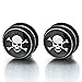 2pcs 11MM Magnetic Black Circle Skull Stud Earrings for Men, Non-Piercing Clip On Fake Ear Plugs