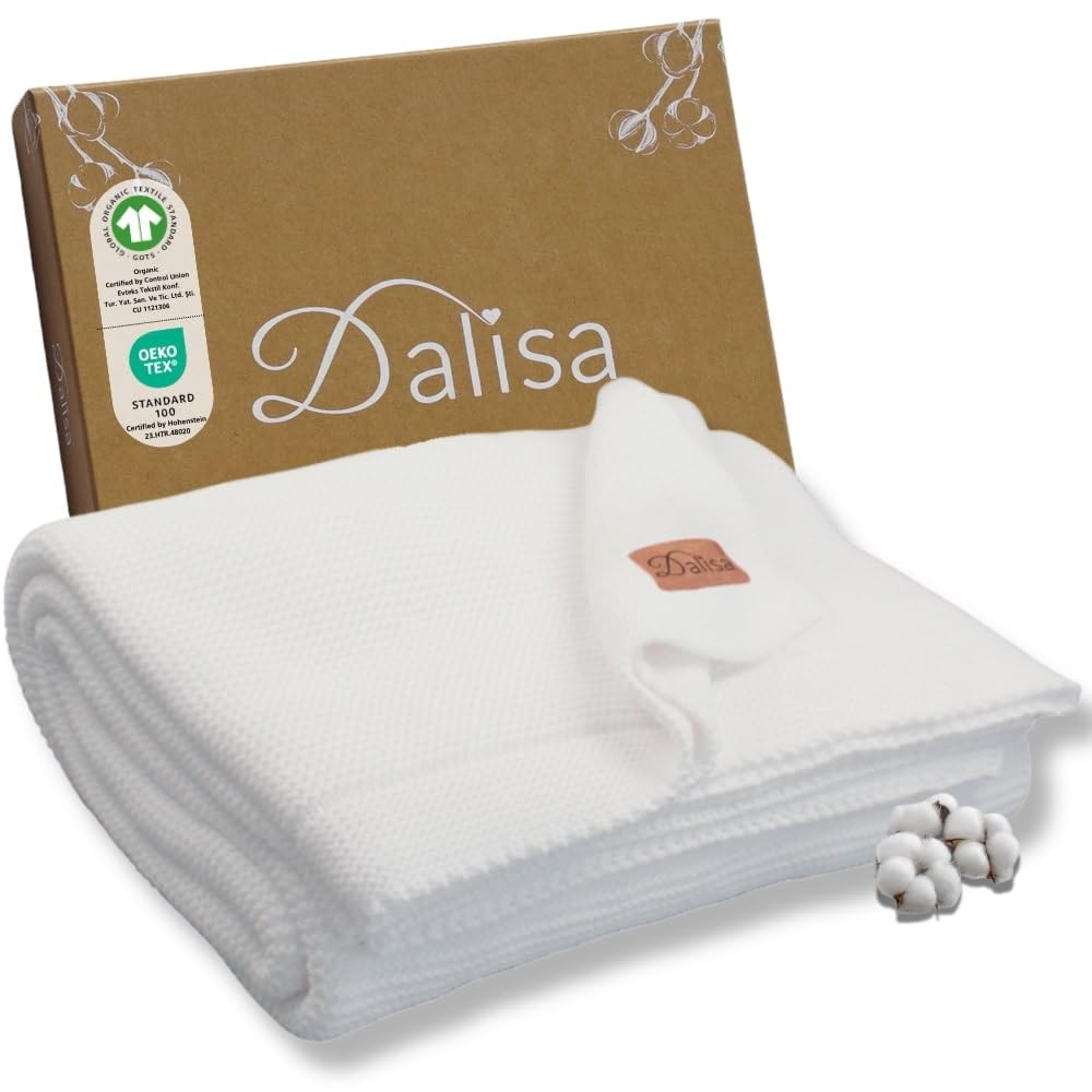 Photo 1 of Dalisa 100% Organic Turkish Cotton Throw Blanket - GOTS Certified, Cozy - Perfect for Couch, Bed, and Home Decor - Boho Vintage Knit Alina (White, 60x80)