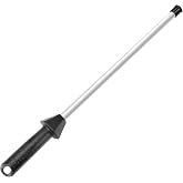 Sharpeak Total L.17.5-Inch/Rod L.12-Inch 3000-Grit Ceramic Sharpening Steel with Built-In Angle Guides and Anti-Breaking Cap, Sharpening Rod, Knife Steel, Ceramic Honing rod, Chaira Afilador Cuchillos