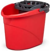 CNEIESD Quick Wring Hands-Free Mop Bucket &ndash; 2.5 Gallon with Built-in Wringer, Red