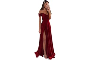 GODCUN Satin Bridesmaid Dresses Long V Neck Ruched Off The Shoulder Formal Prom Dresses for Women