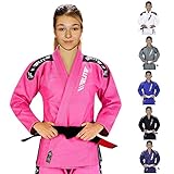 Elite Sports IBJJF Ultra Light BJJ Brazilian Jiu Jitsu Gi For Kids With Preshrunk Fabric and Free Belt, Pink