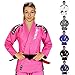Elite Sports IBJJF Ultra Light BJJ Brazilian Jiu Jitsu Gi for Kids with Preshrunk Fabric and Free Belt, C3, Pink