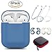 YUPING AirPods case Silicone protective cover with 2 Anti-lost Strap,2 Pairs of Ear Hook and 1 Headphone Case for Apple AirPods (6PACK)-Blue
