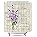 Riyidecor Lavender Purple Lilac Shower Curtain Set for Bathroom 72Wx72H Inch Flower Floral Vintage Fabric Bath Curtain for Women Girl Bathtub Accessories Plant Waterproof 12 Pack Plastic Hooks WW-VCEH