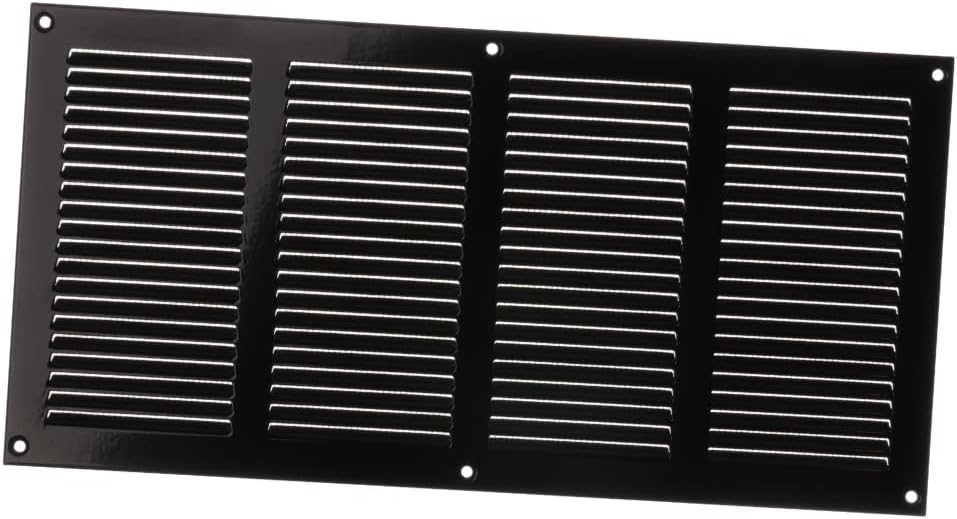 EUROPLAST 400x200mm Black Metal Air Vent Grille with Insect Mesh