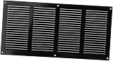 EUROPLAST 400x200mm Black Metal Air Vent Grille with Insect Mesh