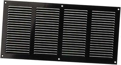 EUROPLAST 400x200mm Black Metal Air Vent Grille with Insect Mesh