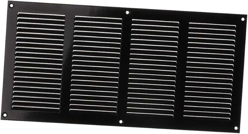 EUROPLAST 400x200mm Black Metal Air Vent Grille with Insect Mesh