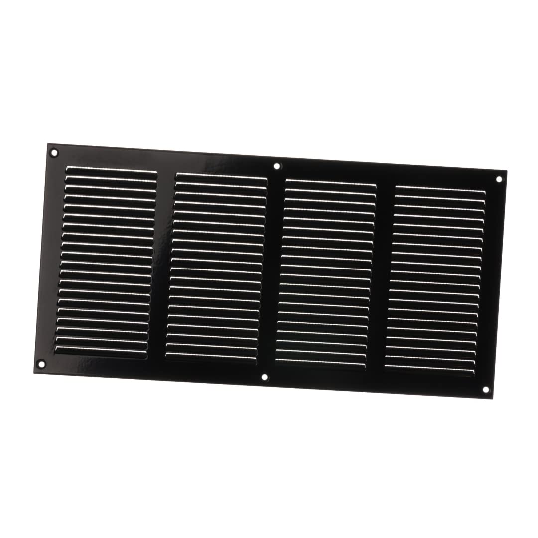 400x200mm / 16x8" inch Black Metal Air Vent Grille Cover with Insect Mesh - Ventilation Cover