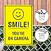 Smile You're on Camera Sign, Video Surveillance Sign, 10x14 Heavy Aluminum, Smile Sign, UV Protected, Long Lasting Weather/Fade Resistant, Easy Mounting, Indoor/Outdoor Use, Made in USA