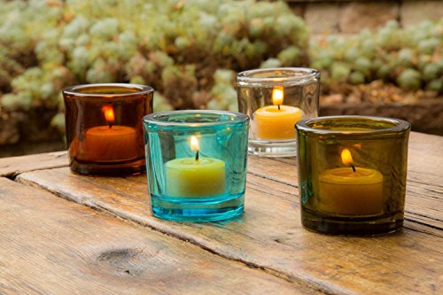 Bluecorn Beeswax Heavy Glass Votive and Tea Light Candle Holders (12, Assorted)