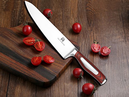 VestaWare Chef Knife 8 Inch Professional German High Carbon Stainless Steel Kitchen Knives Razor Sharp Blade & Ergonomic Handle with Gift Box