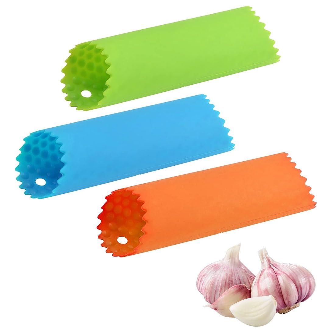 JOCXZI Silicone Garlic Peeler - 3Pcs 3 Colors, Easy Roller Garlic, for Garlic Press, Vegetable Peeler Kitchen Tools