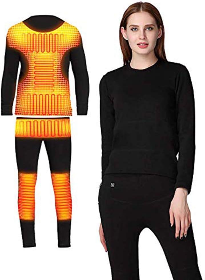 Heated Pants Underwear for Women Men,Winter Heated Thermal Underwear Pants,Insulated Heating Underwear USB Electric Heated Thermal Long Sleeve T Shirts and Pants for Skiing Camping Skiing