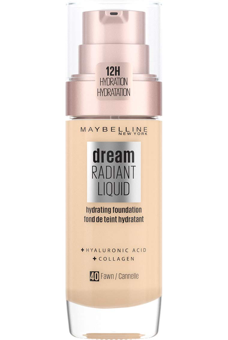 Maybelline Foundation, Dream Radiant Liquid Hydrating Foundation with Hyaluronic Acid and Collagen, Lightweight, Medium Coverage Up to 12 Hour Hydration, 40 Fawn, 30 ml (Pack of 1) — image 1